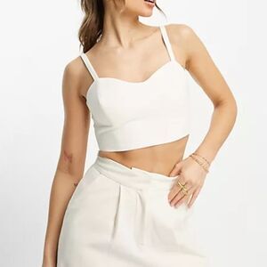 Aritzia Babaton white crop top with thin straps and Back Zip Closure L